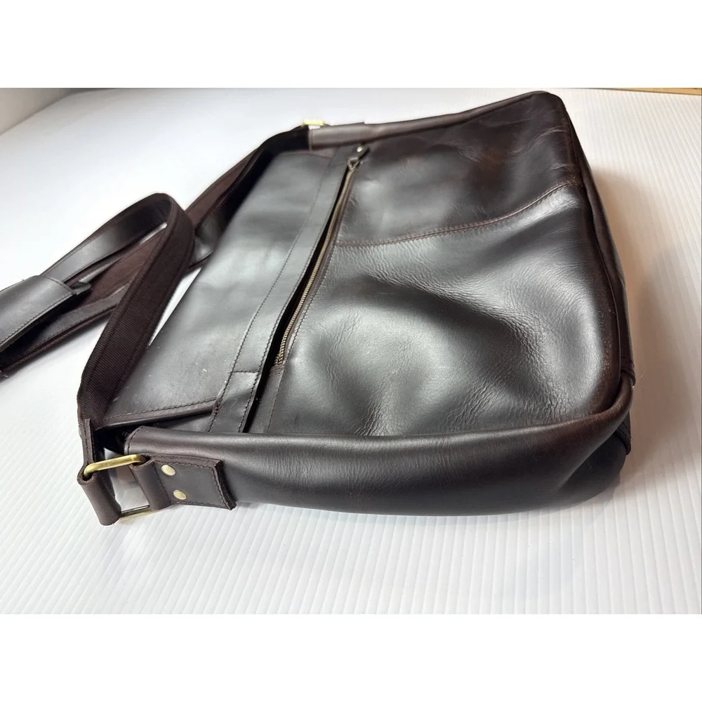 Rustic Town leather messenger‎ Laptop Shoulder bag Brown 16x13x3.5